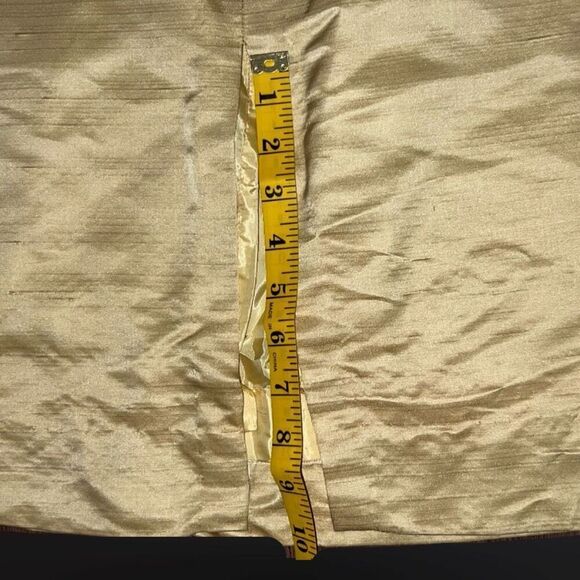 NWT Vintage Nelly De Grab New York Gold Raw Silk Maxi Skirt Pleat Front Size 12 - Picture 3 of 11